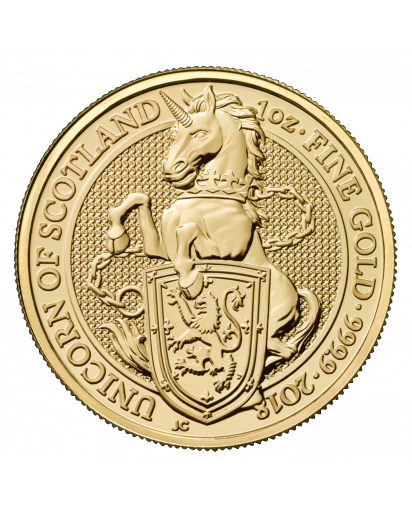 GB 2018   Queens Beast  Einhorn - Unicorn  Gold 1 oz   