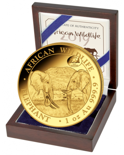 Somalia 2019   Elefant Privy  ANA  Gold 1 oz  Auflage 100 Stück 