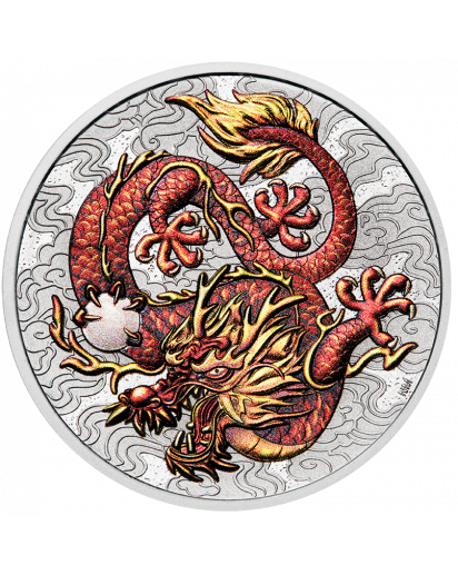 Australien 2021  Myths & Legends: Dragon   1 $ Silber 1 oz  Drachen Serie  FARBE