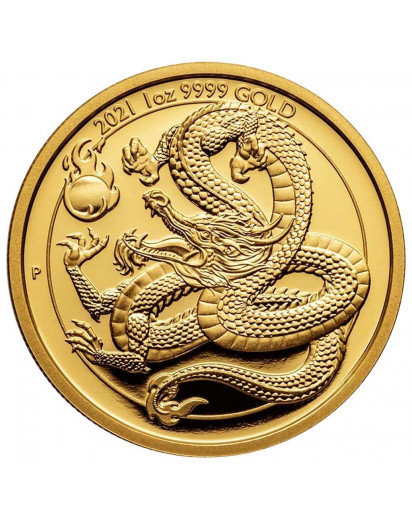 Australien 2021 Goldener Drache - Serie Chinesische Fabelwesen  Gold 1 oz