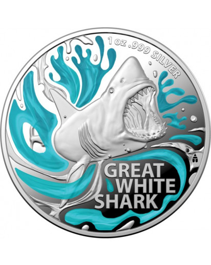 Australien 2022  GREAT WHITE SHARK Silber 1 oz PP Farbe