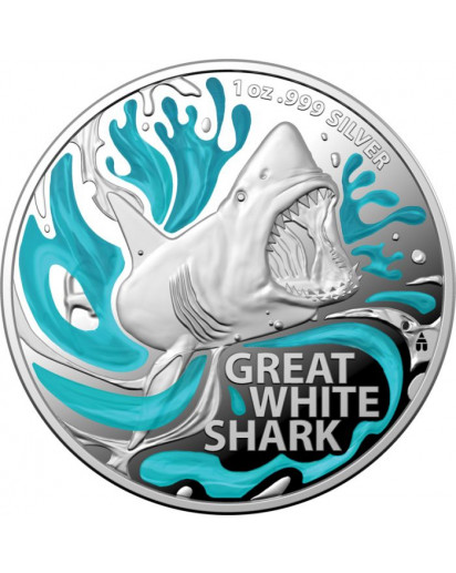 Australien 2022  GREAT WHITE SHARK Silber 1 oz PP Farbe