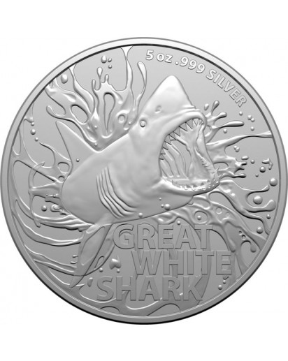Australien 2022  GREAT WHITE SHARK Silber 5 oz Australias most dangerous