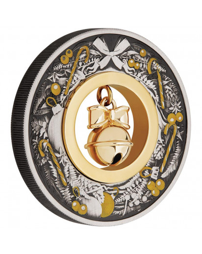 Australien 2022  JINGLE BELL mit vergoldeter Glocke Silber 2 oz Antik Finish