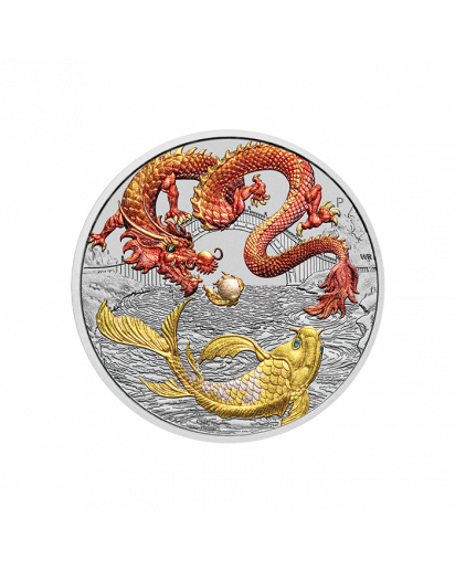 Australien 2023  Myths & Legends: RED DRAGON AND KOI   1 $ Silber 1 oz  Drachen Serie  