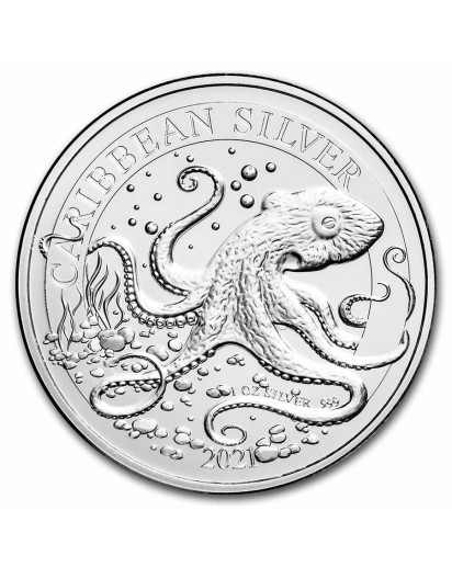 Barbados 2021 Karibischer Octopus Silber 1 oz