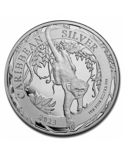 Barbados 2023 Karibischer Affe - Green Monkey Silber 1 oz