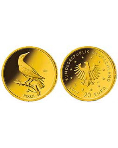 BRD 2017 D PIROL   Serie: Heimische Vögel 20 € Goldmünze D = München