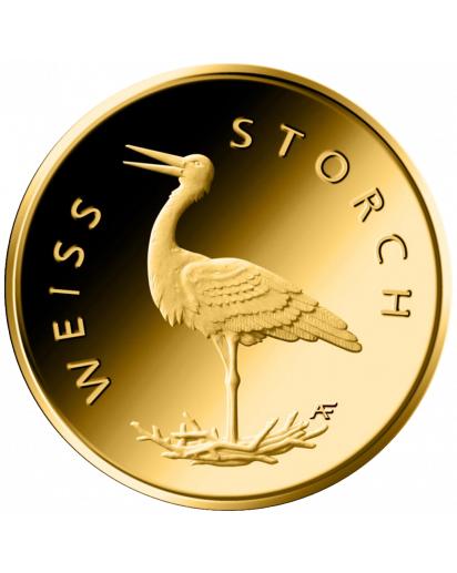 BRD 2020   WEISSSTORCH - Storch  Serie: Heimische Vögel 20 € Goldmünze F = Stuttgart