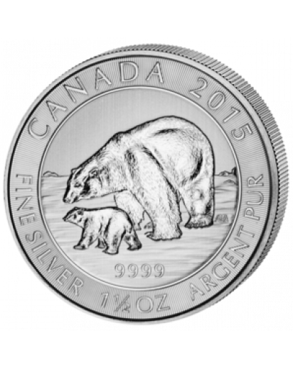 Canada 2015 Polarbär - Eisbär mit Jungen Silber 1 1/2 oz