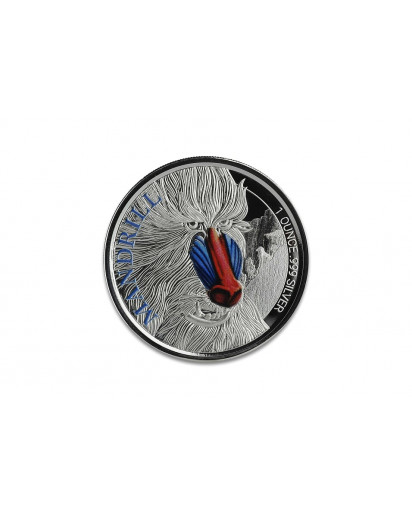 Kamerun 2020  Cameroon Mandrill Silber 1 oz  PP mit Farbe 
