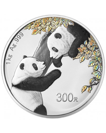 China 2023   Panda mit FARBE Silber PP  1 Kilo