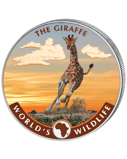 Congo 2019   GIRAFFE - World`s Wildlife Serie Silber FARBE 1 oz - Kongo