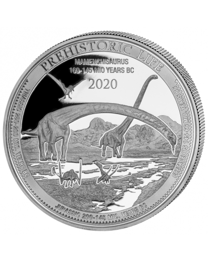 Kongo  2020 Mamenchisaurus - Dinosaurier  Silber 1 oz    Congo