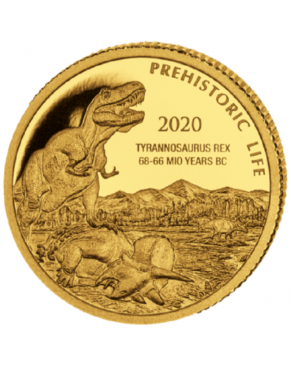 Kongo  2020 T-Rex  - Dinosaurier Tyrannosaurus Rex Gold 0,5 g  Congo