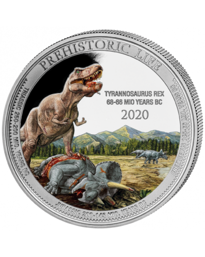 Kongo  2020 T-Rex  - Dinosaurier Tyrannosaurus Rex  Silber 1 oz  FARBE  Congo