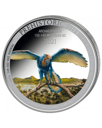 Kongo  2021 ARCHAEOPTERYX - Dinosaurier  Silber 1 oz  FARBE Congo