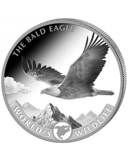 Congo 2021 Bald Eagle - Weisskopfseeadler  - World`s Wildlife Serie Silber   1 oz - Kongo