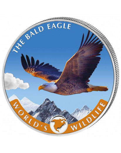 Congo 2021 Bald Eagle - Weisskopfseeadler  - World`s Wildlife Serie Silber  FARBE  1 oz - Kongo