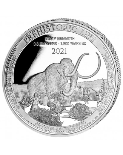 Kongo  2021 WOLLMAMMUT - Dinosaurier  Silber 1 oz  Congo