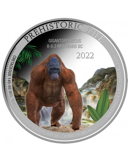 Kongo  2022 Gigantopithecus - Dinosaurier  Silber 1 oz FARBE  Congo