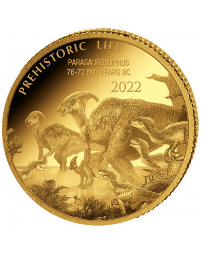 Kongo  2022 PARASAUROLOPHUS - Dinosaurier  Gold 0,5 g  Congo