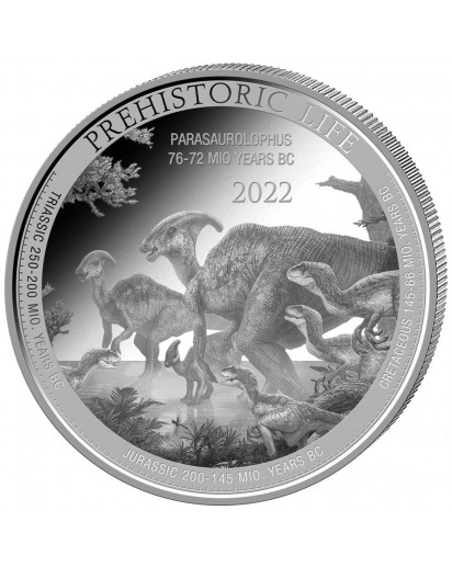 Kongo  2022  PARASAUROLOPHUS - Dinosaurier  Silber 1 oz  Congo