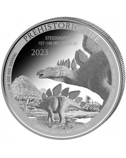 Kongo  2023 Stegosaurus  - Dinosaurier  Silber 1 oz  Congo