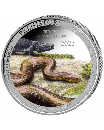 Kongo  2023 TITANOBOA  - Dinosaurier FARBE  Silber 1 oz  Congo