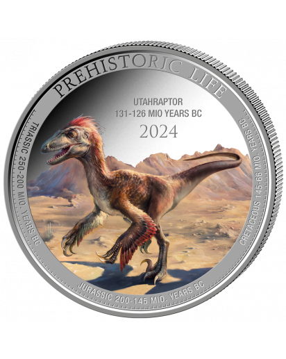 Kongo  2024 UTAHRAPTOR  - FARBE Prehistoric Life II  Silber 1 oz  Congo