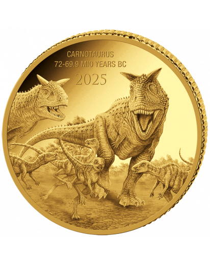 Kongo  2025 CARNOTAURUS  - Dinosaurier  Gold 0,5 g  Congo Prehistoric Life II.