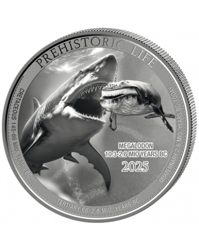 Kongo  2025 MEGALODON  - Prehistoric Life II  Silber 1 oz  Congo