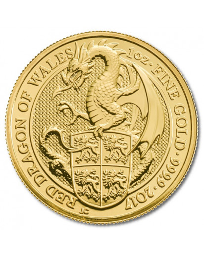 GB 2017   Queens Beast  Red Dragon - Roter Drache von Wales Gold 1 oz   
