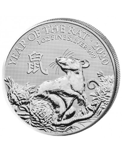 UK 2020 Lunar Jahr der Maus - Ratte  1 oz Silber GB