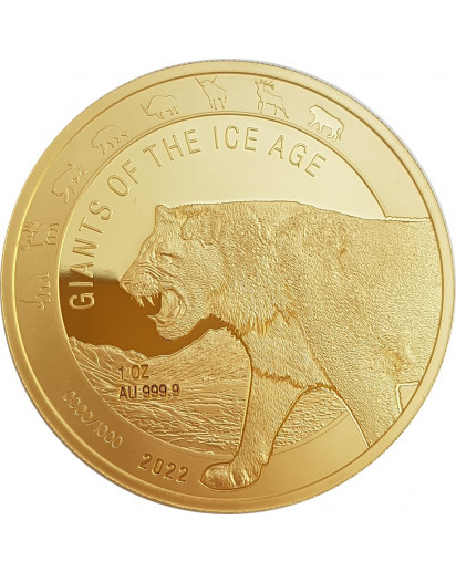 Ghana 2022 HÖHLENLÖWE - Giants of the Ice Age  Gold 1 oz