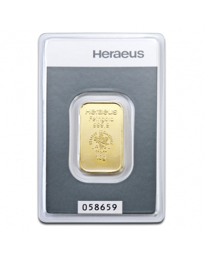 GOLDBARREN 10 g Heraeus im Blister