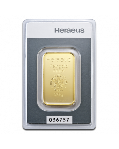 GOLDBARREN 20 g Heraeus im Blister