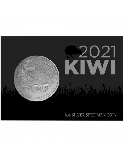 Neuseeland 2021  Brauner Kiwi  Silber 1 oz im Blister 