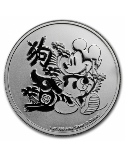 Niue 2018  Disney - MIckey Mouse - Jahr des Hundes    Silber 1 oz