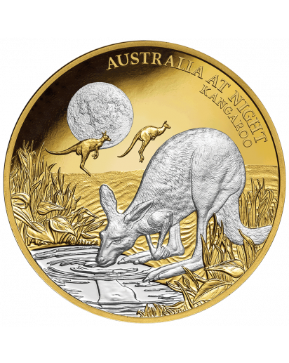 Niue 2019  Känguru -  Australien bei Nacht Gold 1 oz PP mit Platinbeschichtung