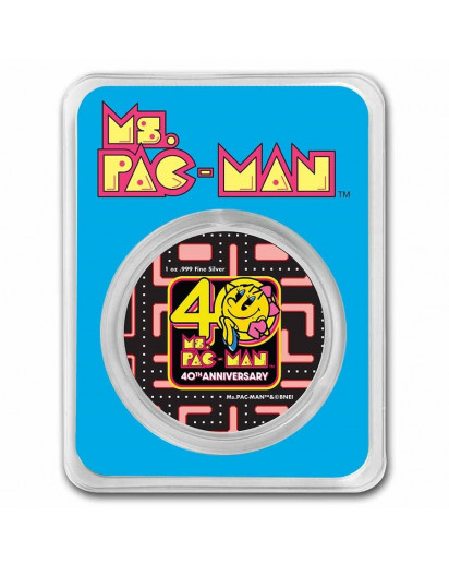 Niue 2021  40 Jahre  Ms.PAC MAN   FARBE  Silber 1 oz