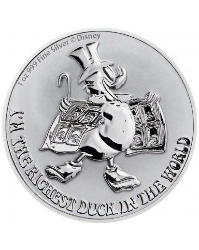 Niue 2022  Scrooge McDuck  - Dagobert Duck 75. Jubiläum Silber 1 oz   