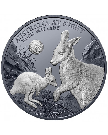 Niue 2024 Felskänguru - Rock Wallaby  Serie: Australien bei Nacht Silber 1 oz  Black Proof