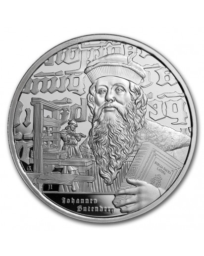 Niue 2024    Icons of Inspiration - JOHANNES GUTENBERG Silber 1 oz polierte Platte PP