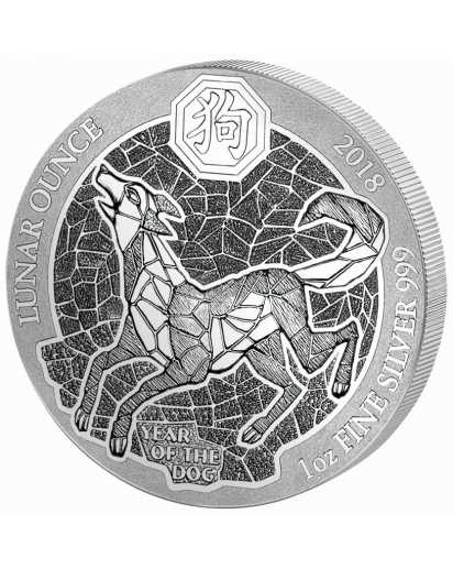 Ruanda 2018 Jahr des Hundes Lunar-Serie 1 oz Silber