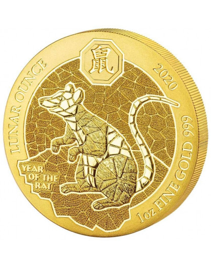 Ruanda 2020    Jahr der Ratte - Maus Lunar-Serie Gold 1 oz 