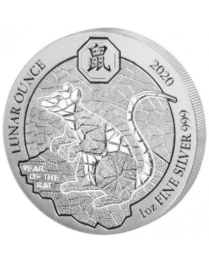 Ruanda 2020    Jahr der Ratte - Maus Lunar-Serie 1 oz Silber