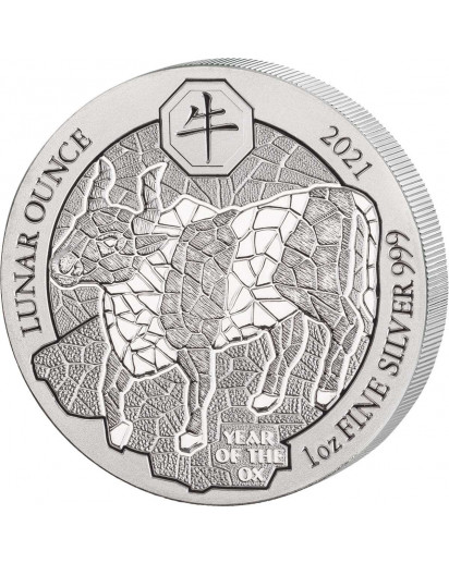 Ruanda 2021    Jahr des Ochsen  Lunar-Serie 1 oz Silber