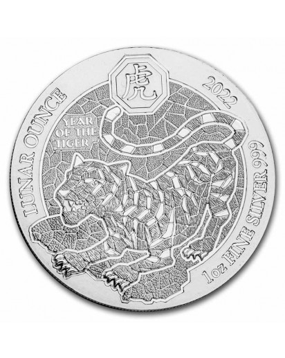 Ruanda 2022   Jahr des Tigers Lunar-Serie 1 oz Silber