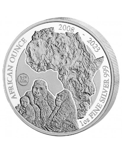 Ruanda 2023  15 Jahre BERGGORILLA  1 oz Silber